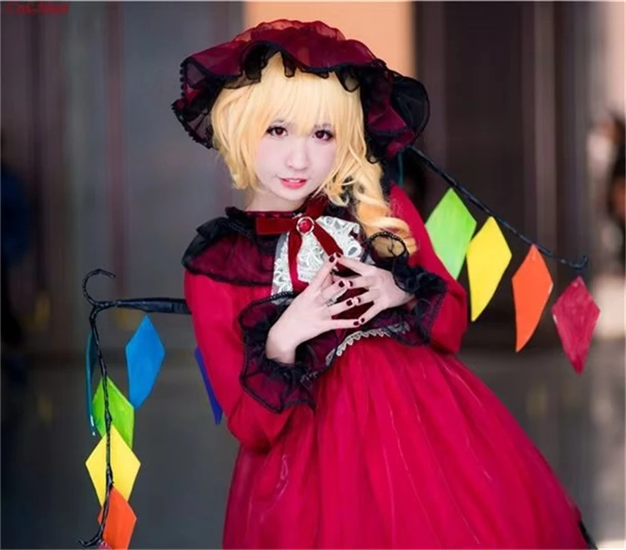 

Cos-Mart, горячая игра Touhou Project Flandre Scarlet, карнавальный костюм, готическое красное платье, одежда для ролевых игр, одежда на заказ