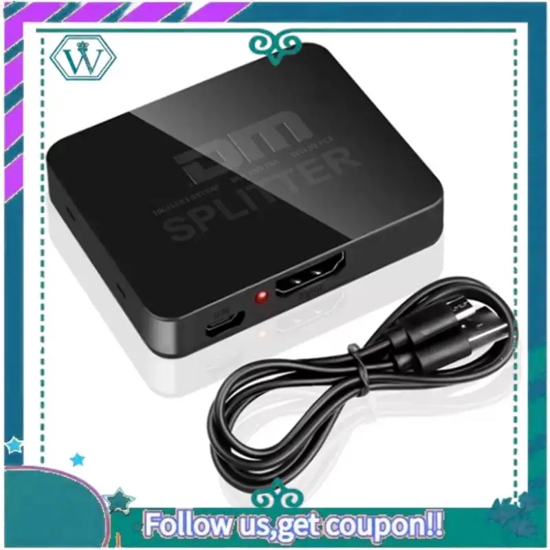 A75Q-4K -Compatible Video Distributor Splitter - 1 Input 2 Output Amplifier For Dual PC Monitor Display