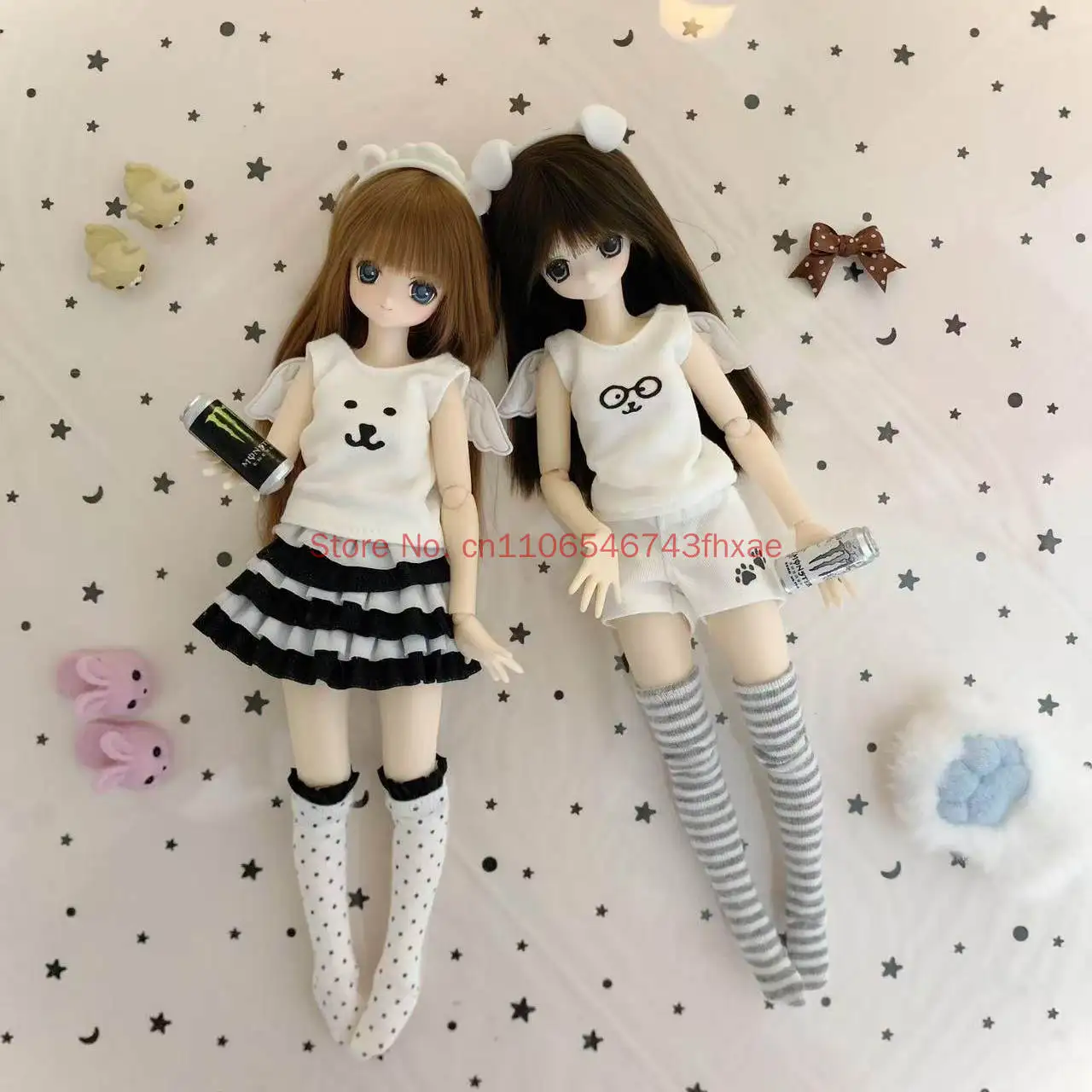 special 1/6 BJD doll clot Azone 6 points ob22 ob24  Blythe Light Nightmare Self-mocking Bear Little Angel Strap BJD doll clothes