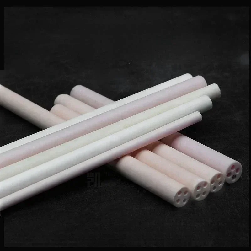 95 Alumina Ceramic High-Purity Four Hole Corundum Tube Thermocouple Core Porous Insulation Tube 1 Meter Long