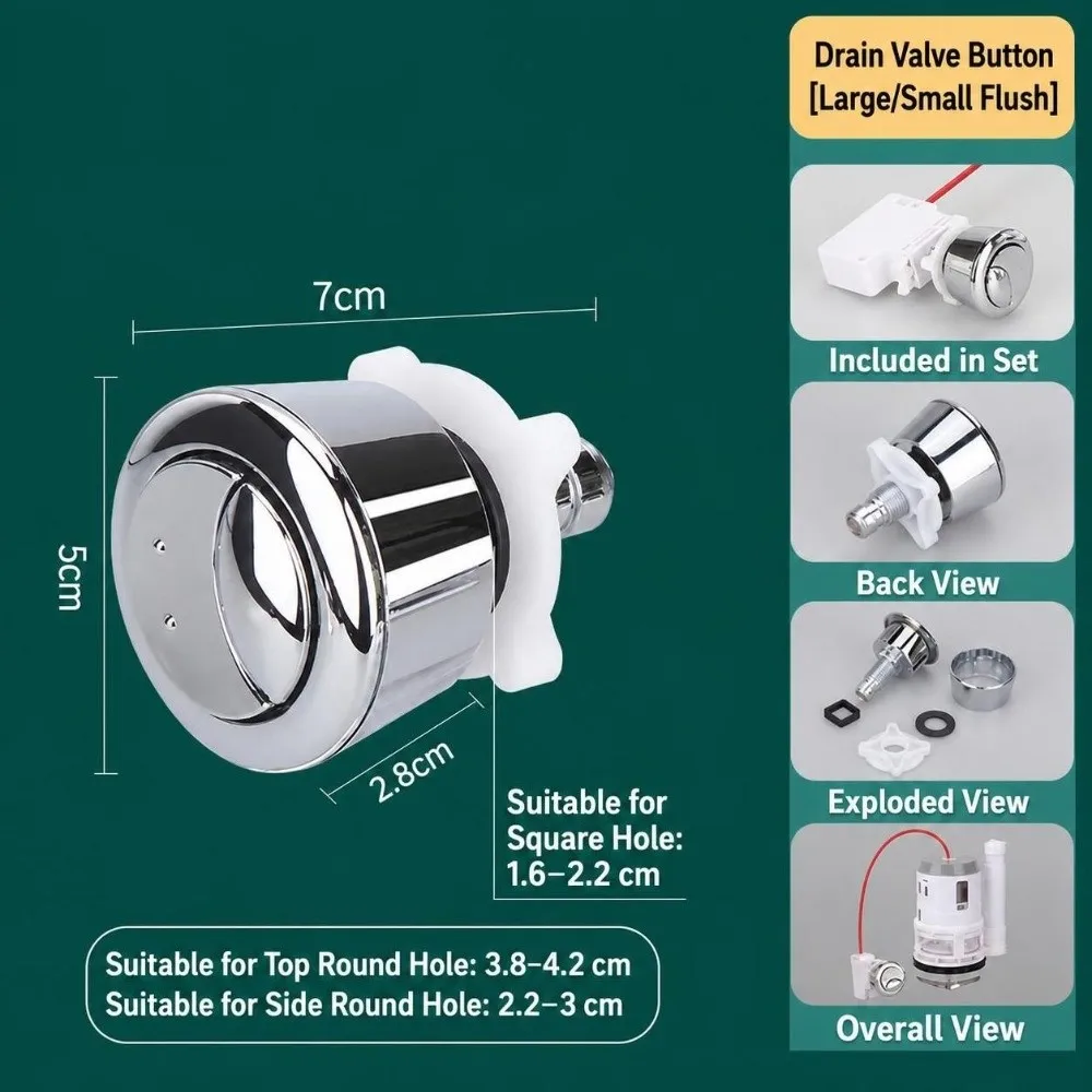 Double Flush Toilet Flush Button Cable Operated Adjustable Toilet Flush Handle Easy Install with Cable Box