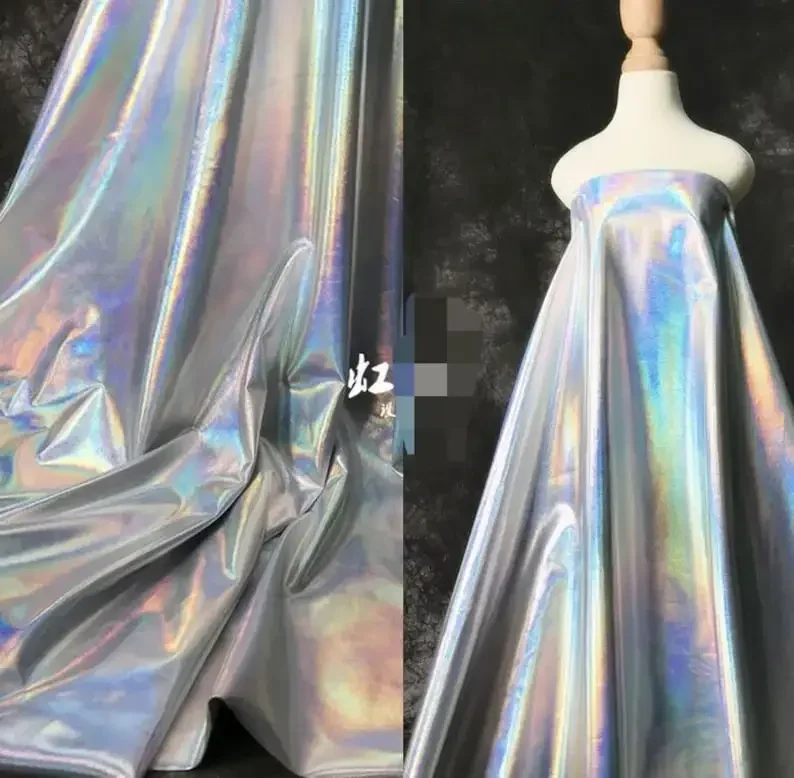 Soft Reflective Fabric Rainbow Reflective Fabric,Designer Fabric, Coated show dress fabric Halloween Costume 1 yards