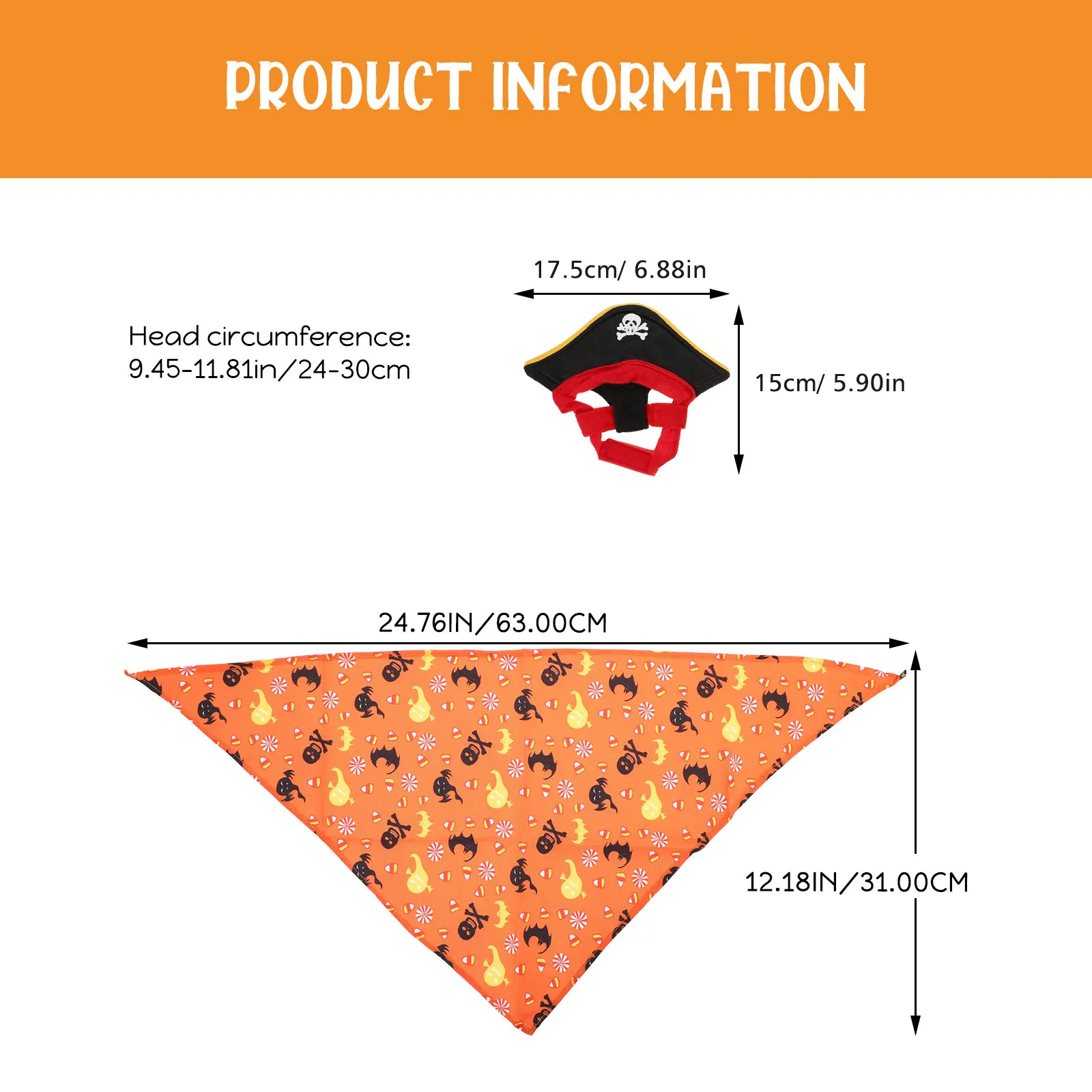 

Pet Halloween Costume for Animal Cat Hat Scarf Pirate Accessories Party Costumes