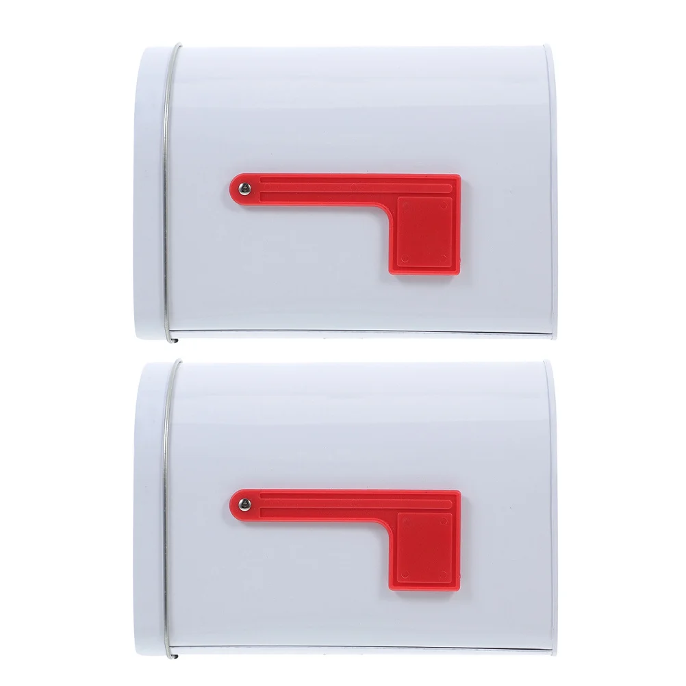 

2Pcs Retro Tinplate Mailbox Metal Storage Boxes Decorative Vintage Style for Letters Small Items Playhouse Organizer