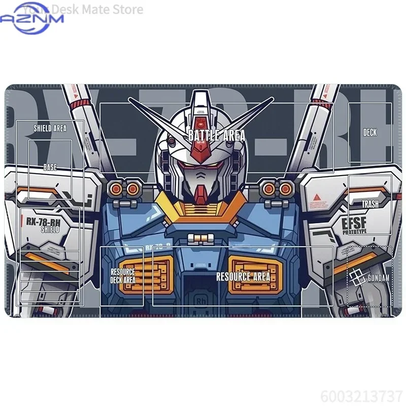 Retro Sci-Fi Mecha Portrait TCG Playmat, Giant Armored Robot Non-Slip Rubber Card  Unicorn Gundam TCG Playmat Gaming Mouse Pad