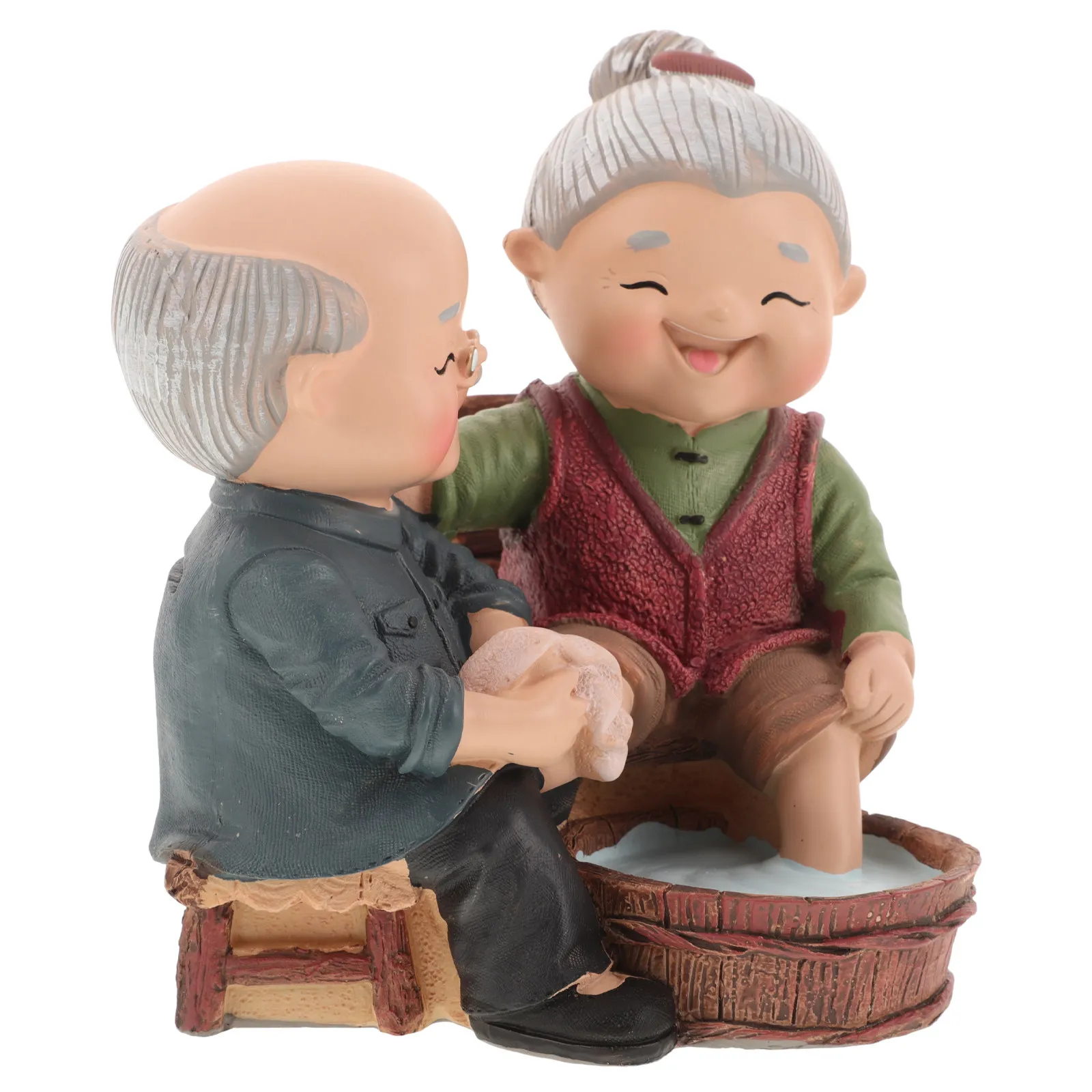 Lifelike Resin Grandparents Couple Statue Elderly Husband and Wife Sculpture Warm Home Decor Mantel Shelf Living Space Gift