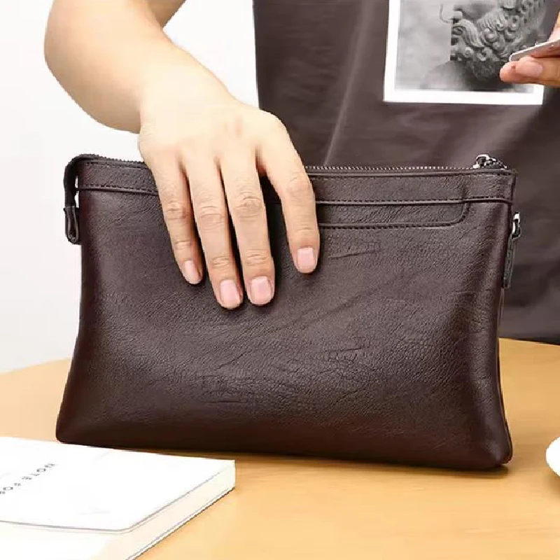 Business Clutch Bag High Quality PU Envelope Bags Fashion Brand Design Handbags Casual Travel Men's Cell Phone Pocket
