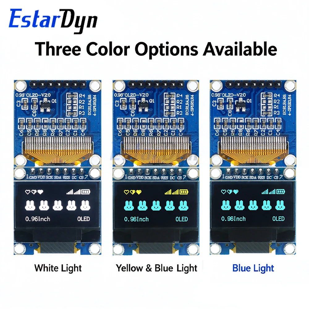 Estardyn 0.96 Inch OLED LCD Screen SSD1306 128x64 7 Pin SPI Display Module for STM32 ESP32 MCU DIY