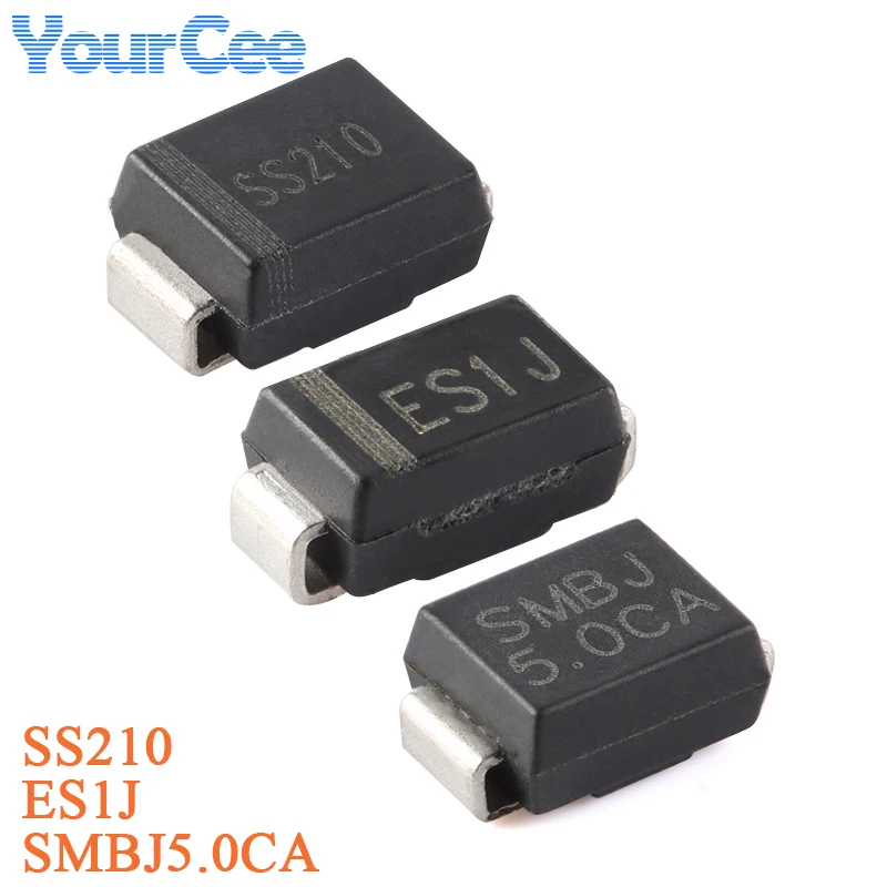 50pcs ES1J SMA 600V 1A Ultra Fast Recovery Rectifier Diode Chip SS210 SMBJ5.0CA SMB