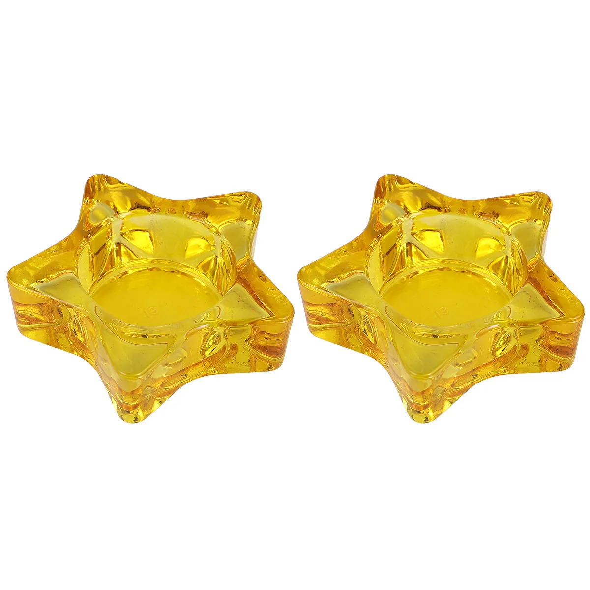 

2Pcs Creative Pentagram Glass Candlestick Cup Romantic Colored Holder Home Decor Stable Stand Heatproof Yellow