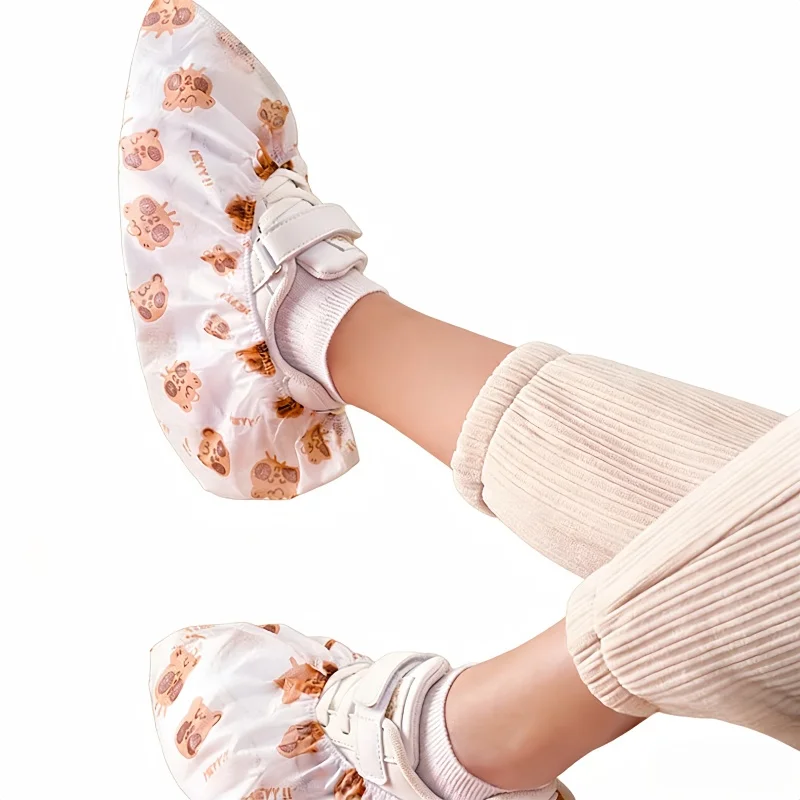 50 Pcs Cute Bear Pattern Shoe Covers - Disposable Non-Slip for Indoor Floors, Party & Holiday Guests - Keep Home Clean​