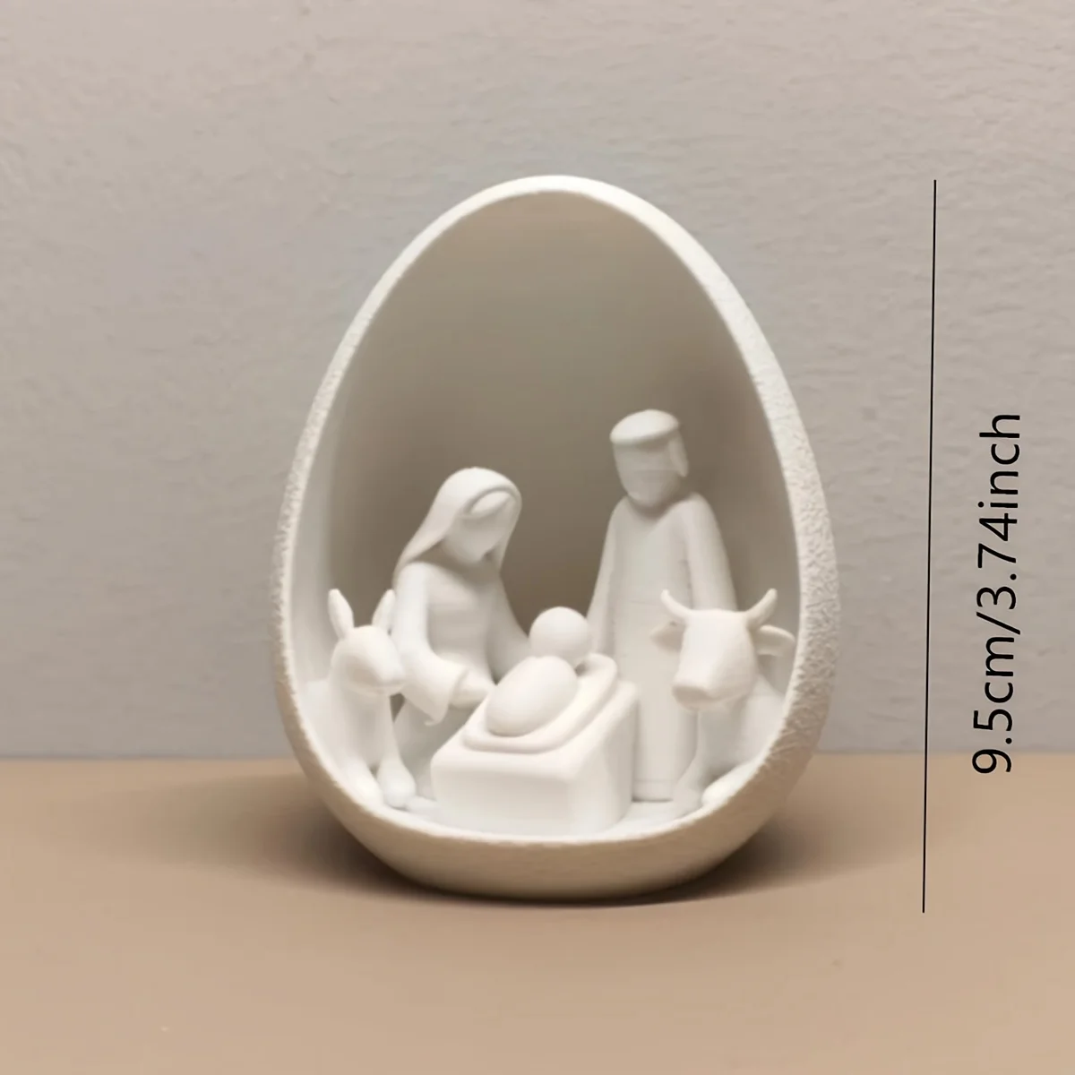Minimalist 3D Printed Nativity Scene Modern Holy Family Christmas Decor White Egg Shaped Manger Scene Figurines Home Tabletop