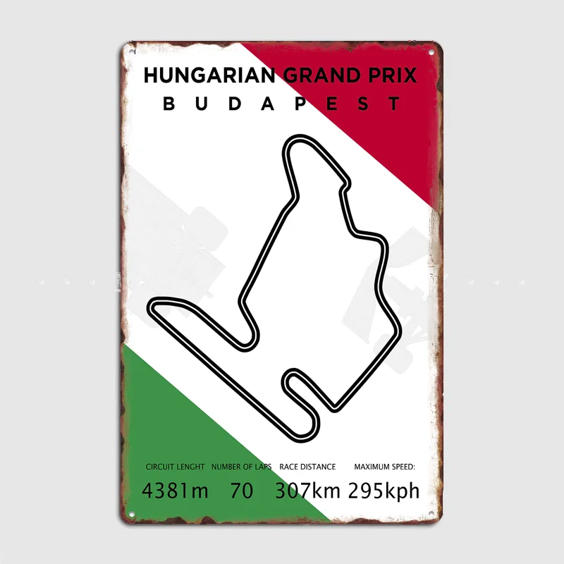 Hungarian Grand Prix Poster Metal Sign Custom Bar Room Decoration Bedroom Indoor Decor Home Wall Decor Posters
