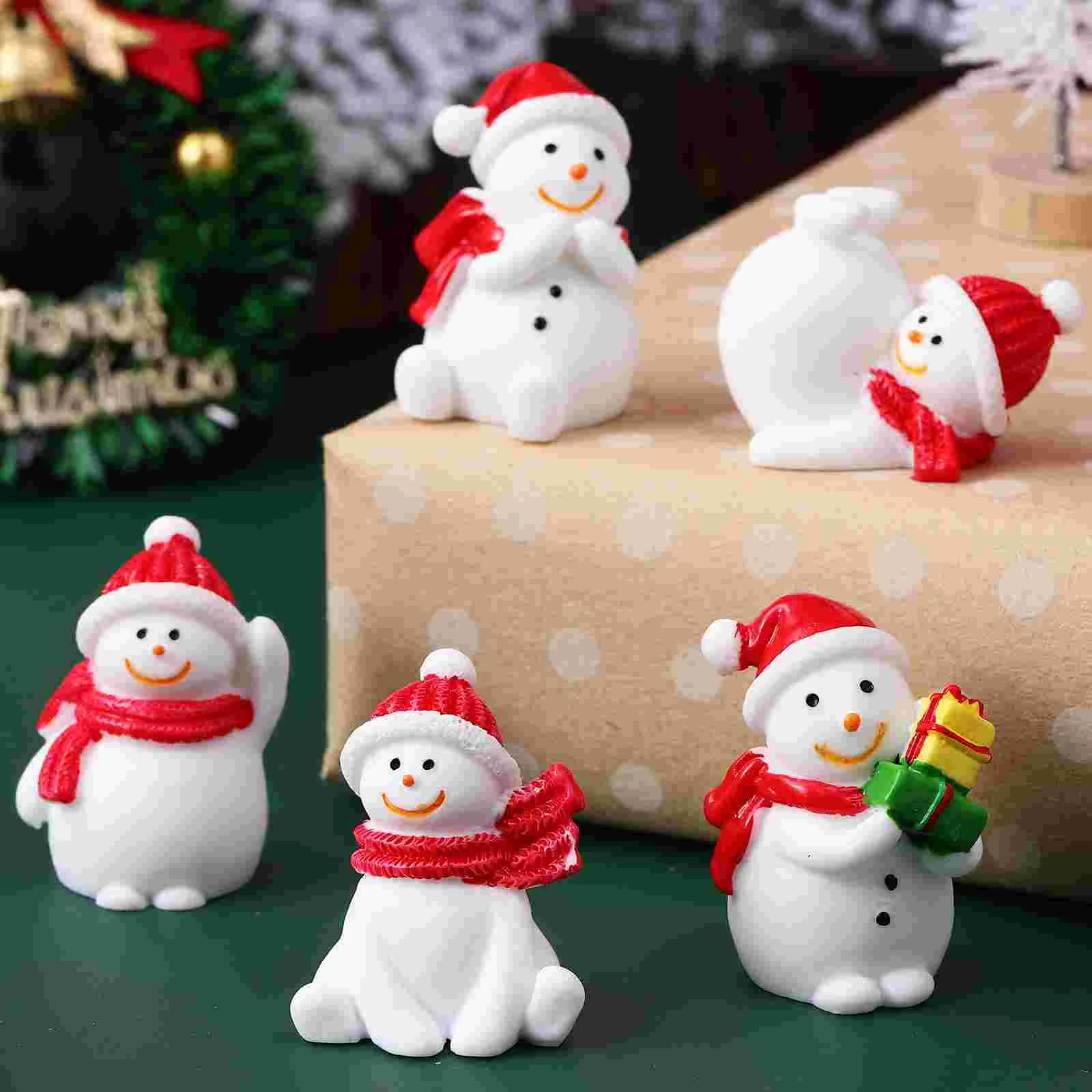 20 Stuks Versieren Kerst Sneeuwpop Kerstballen Globes Miniatuur Beeldjes Sneeuwmannen Grappige Synthetische Hars Ornament Decoraties