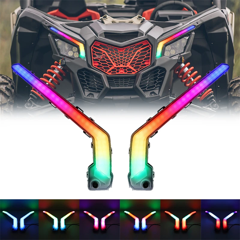 RGB Front LED Signature Lights For Can Am Maverick X3 XDS XRS Fang Lights Turn Signal Light Assembly DRL Accessories 710004995