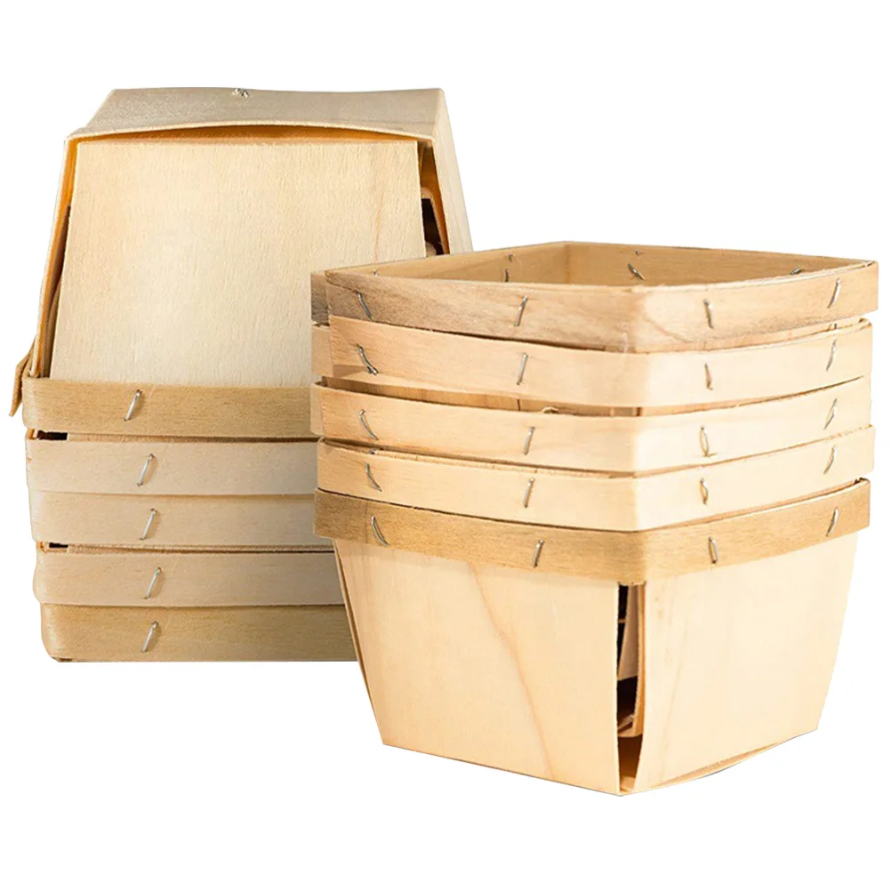 

10 Pcs Portable Wood Basket For Organizing Grocery Sundries Storage Wooden Bread Baskets Serving