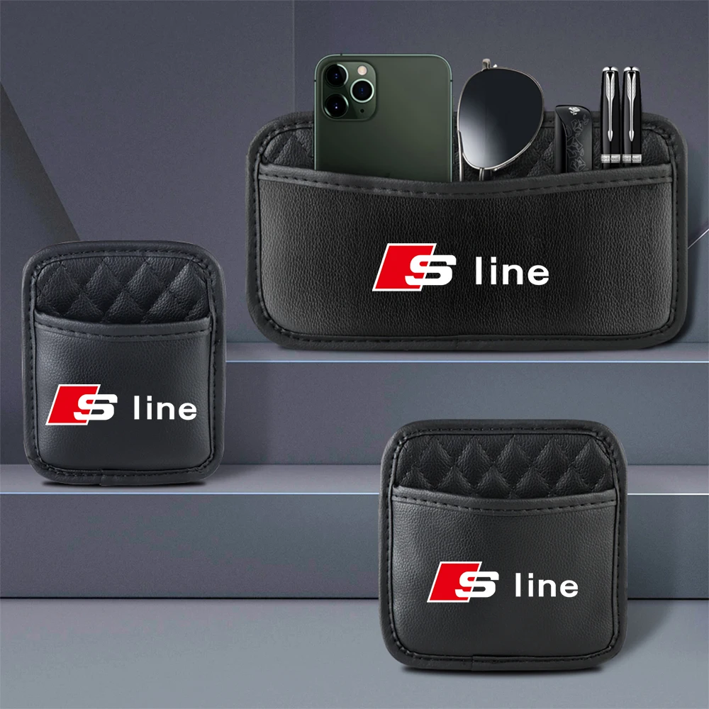 For Audi SLINE A3 A4 B8 8P S C7 8V B6 B7 B9 A1 A5 1pcs Car Styling Storage Pocket Seat Back Side Door Organizer Bag Center Cover