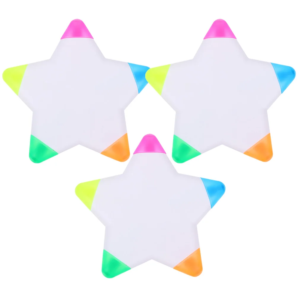 

3 Pcs Highlighter Wear-resistant Highlighters Star Whiteboard Sturdy Colorful Pens Plastic Shape