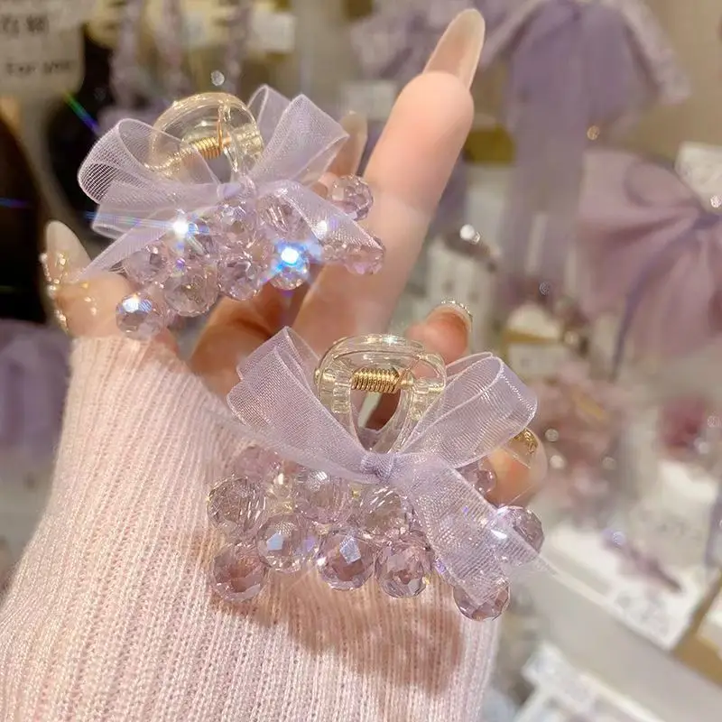 

High end handmade small grip clip with elegant, sweet and fresh temperament, made of mesh, butterfly knot and broken hair clip