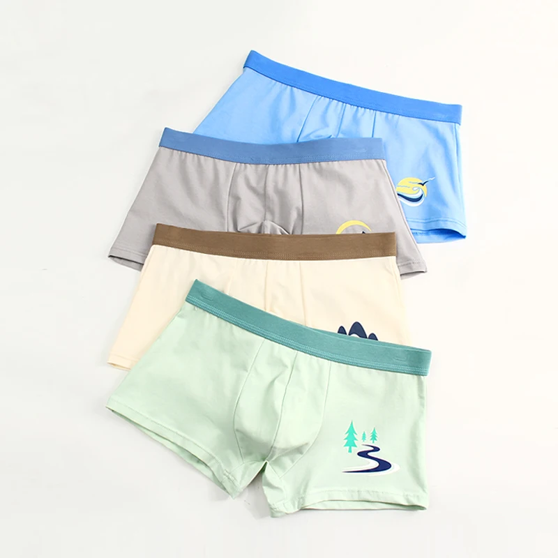 십대 순면 항균 속옷 남성 복서 발달 기간 스포츠 통기성 반바지 소년 중학교 상자