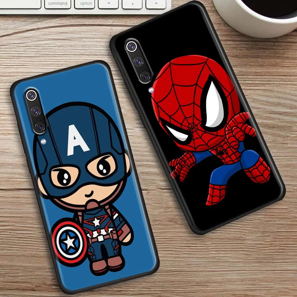 Cartoon Marvel Fundas For Xiaomi Mi 9T 12T 13T Pro 10 10T 10s CC9 9 Pro 8 11 Lite 5G Cases Cover Captain America Groot Spiderman