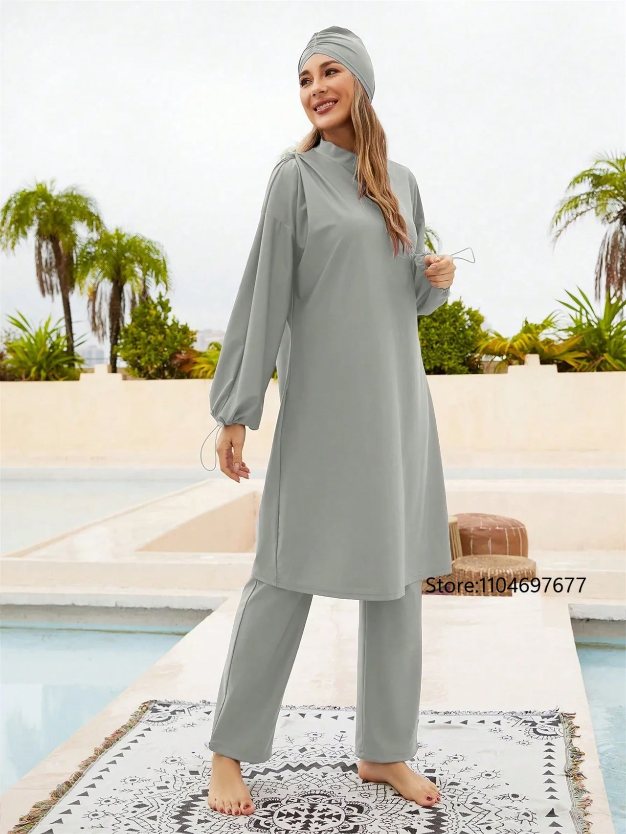 Abaya summer Muslim Swimwear Hijab Women Arab Musulman Swimsuit Muslim Swimming Suit Modest Swimwear 3 Pieces Sets Islamic 2026