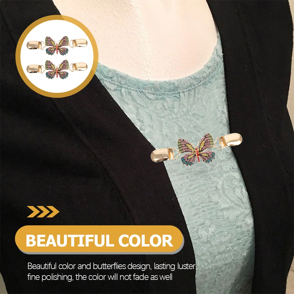 

2pcs Butterflies Charm Brooch Clip Cardigan Shawl Buckle Vintage Dress Accessory Women Garment Clip Fashion Jewelry Gift