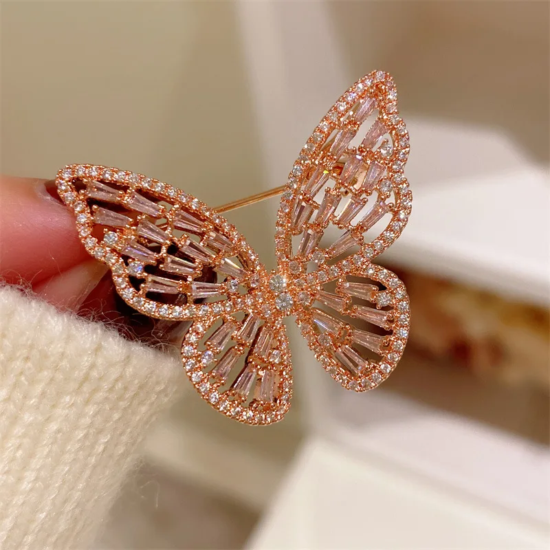Ladies' Purple Butterfly Brooches for Women Party Banquet Rhinestone Pins Clothese Accessories Jewelry Gift