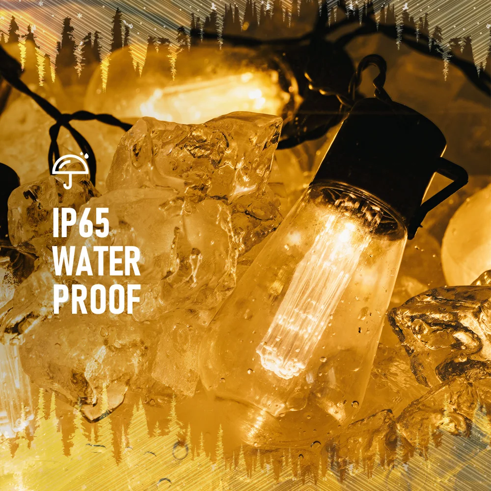 LED Solar String Lights Christmas Decoration Light Bulb IP65 Waterproof Patio Lamp Holiday Garland For outdoor Garden Navidad