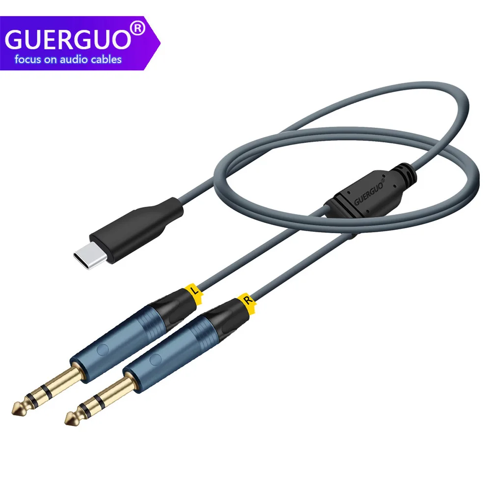 USB C to Dual 6.35mm TRS Audio Cable,Type C to Dual 1/4 inch Audio Adapter Jack Stereo Cord for Amplifier,Home Theater,Speaker