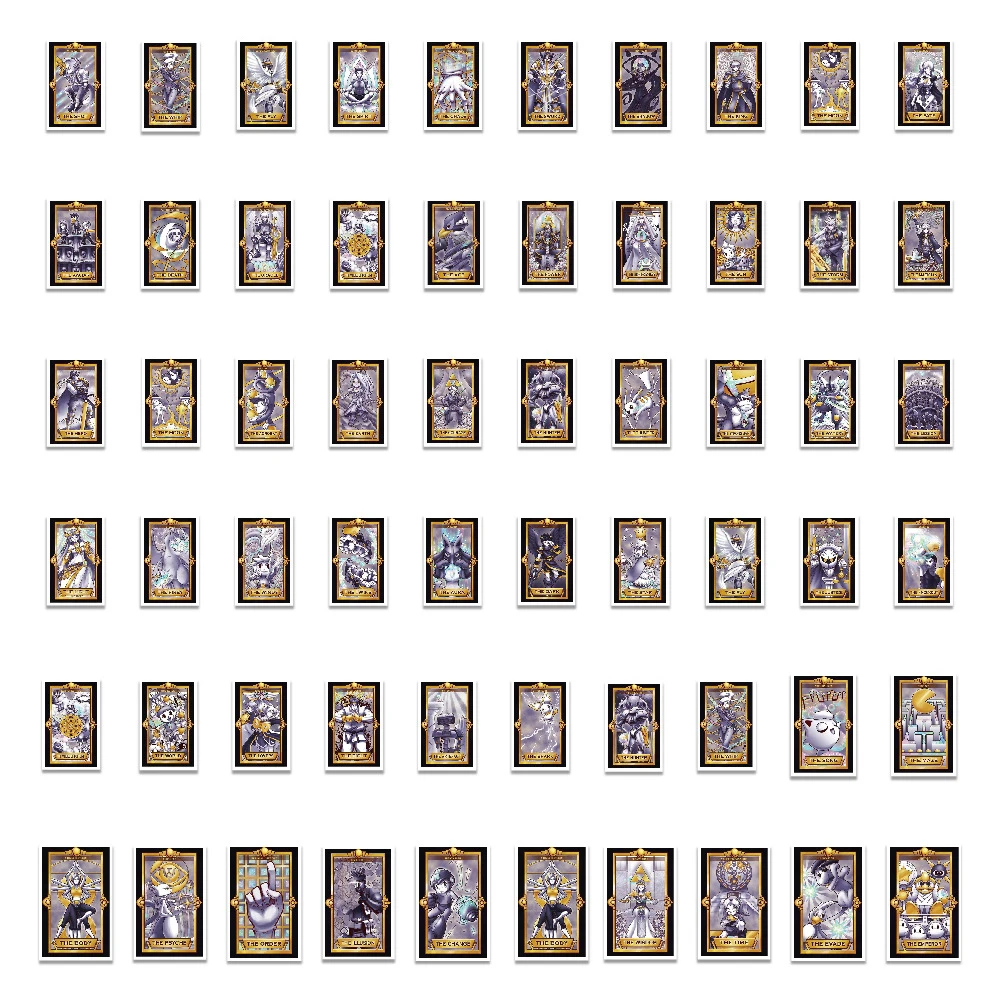 10/30/60pcs Cool Anime Cartoon Tarot Kaart Stickers Waterdichte Graffiti DIY Notebook Bagage Telefoon Auto Creatieve decoratie Decals