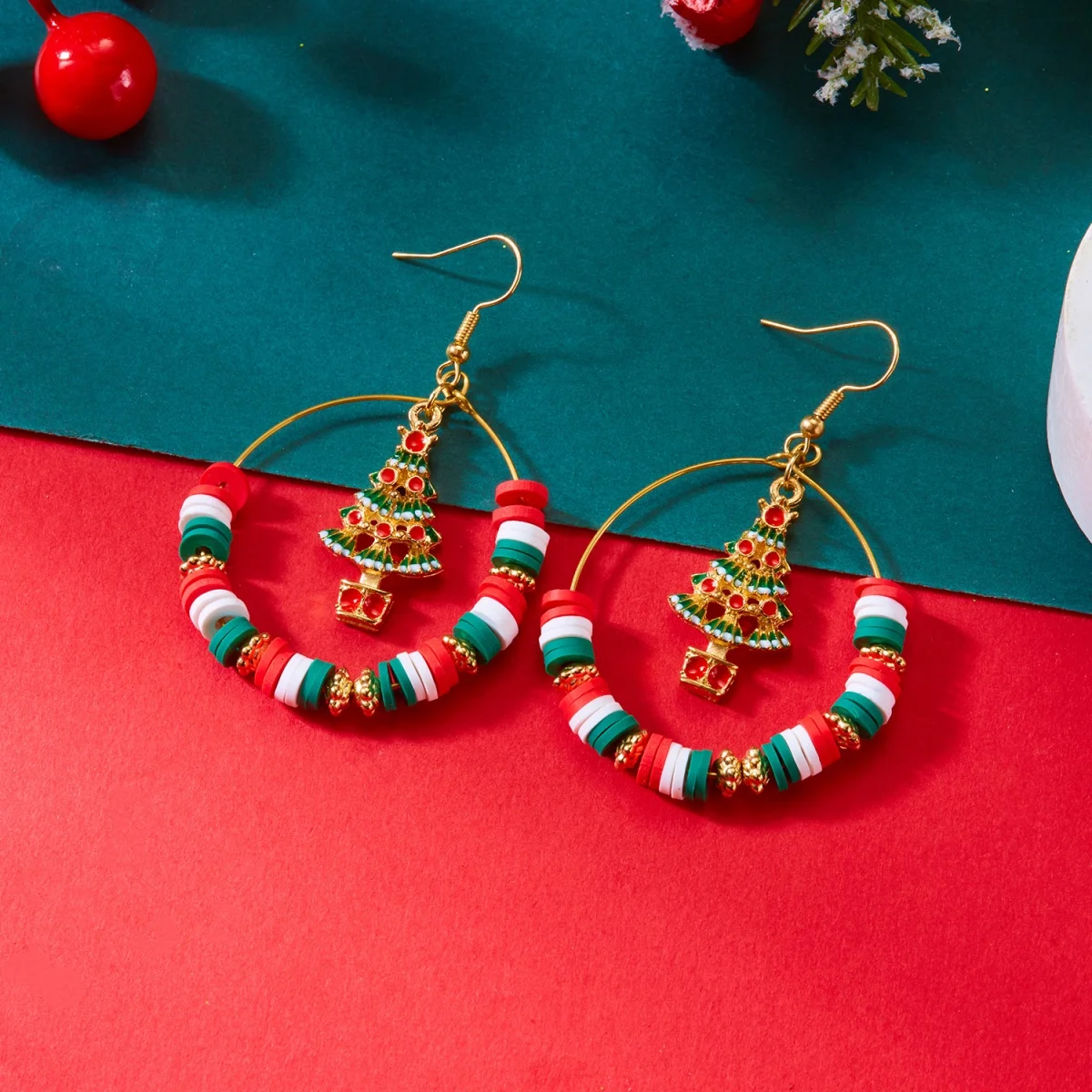 Weihnachten Ohrringe Weihnachtsbaum Schneemann Weichen Ton Perlen Hoop Tropfen Ohrring Neujahr Urlaub Baumeln Party Schmuck Geschenk Für Frauen Männer