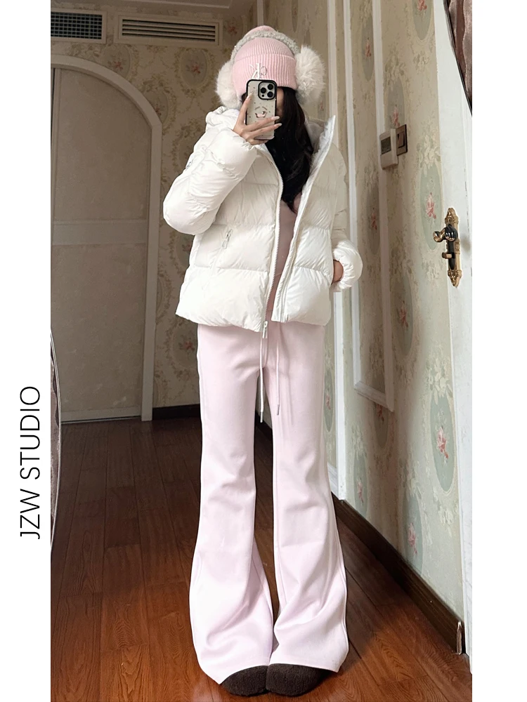 

Эластичные утягивающие брюки для йоги с низкой талией, женские спортивные брюки в Корейском стиле, розовые, осень-зима