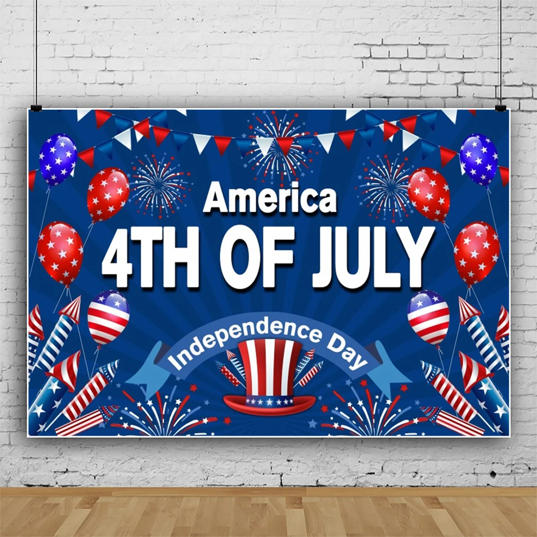 Yeele Independence Day Photography Background Happy 4th July American Flag Balloon Party Decor Backdrop Photo Studio