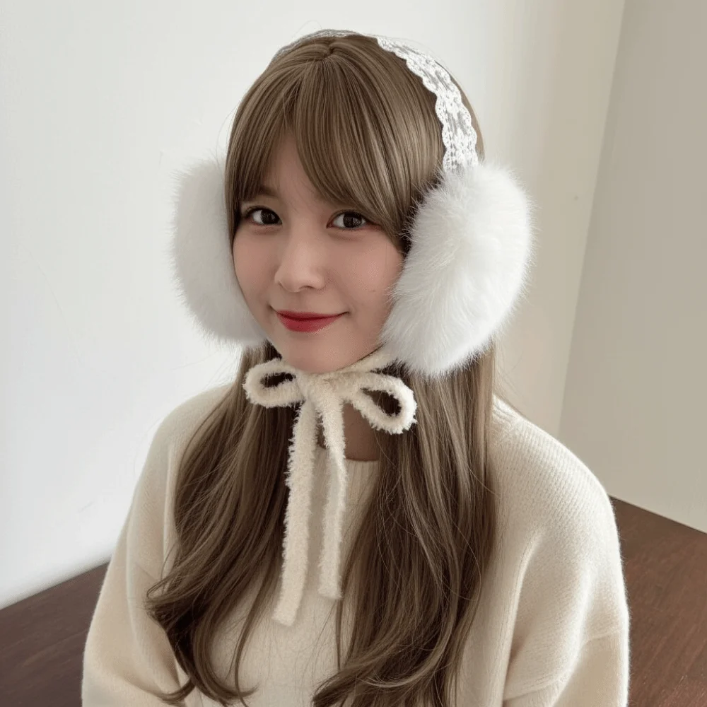 Comfortable Ear Cap Lace Plush Earmuffs JK Headwear Cold Proof Ear Cover Ear Warmers Earflap Ear Mask Men
