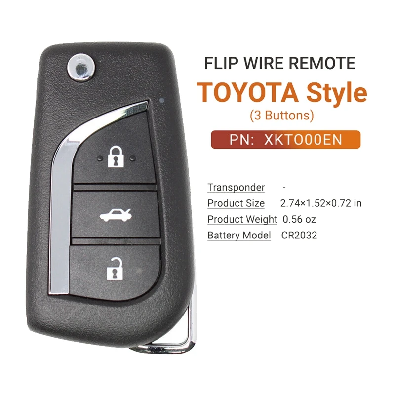 Xhorse XKTO00EN Universal Wire Remote Key Fob 3 Buttons New Black + Silver For Toyota Type For VVDI Key Tool 5Pcs/Lot