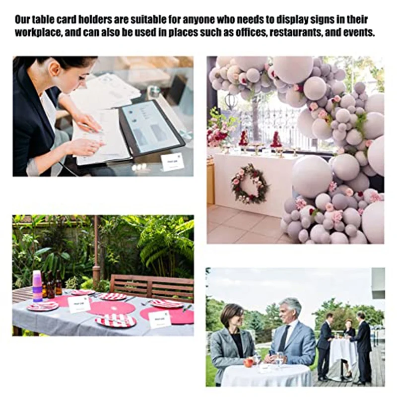 Titular Mini Sign Display, Acrílico transparente Horizontal inclinada L-Shape Name Card, 30 pcs