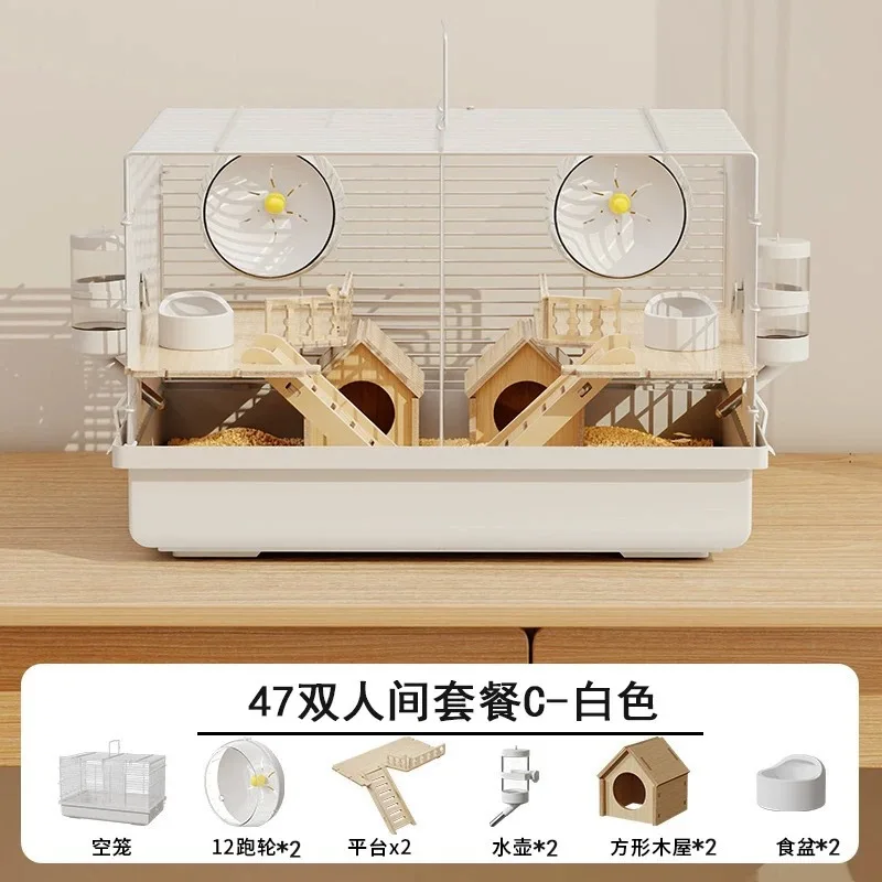 Factory Direct 2026 Cage Deluxe Hamster Cage Double Room Blind Date Cage Two Independent Cages