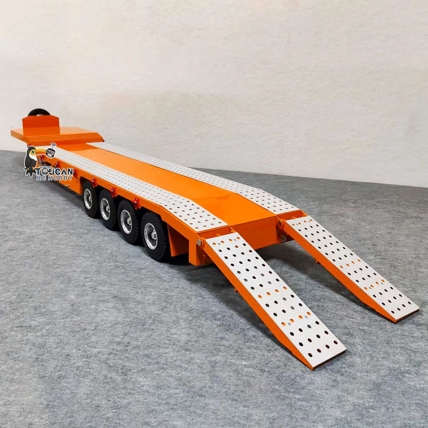 Metal Trailer with Electric Tail-board Lifting Legs 1/14 RC Accessories Battery for Radio Control Tractor Truck Car Model Toy