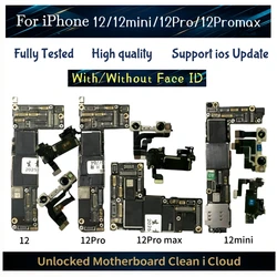 Free Shipping For iPhone 12/12Pro/12Pro Max Motherboard Face ID Unlocked Logic Board Free iCloud Mainboard For iphone 12 mini