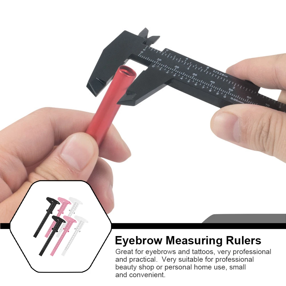 

6pcs Eyebrow Measuring Rulers Double Scale Calipers Portable Plastic Gauge For Tattoo Artists Durable Small Eyebrow Tools