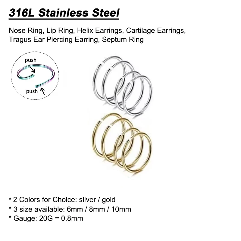 6pcs/lot Hypoallergenic Nose R - Body Jewelry And Earrings ulasan dan harga