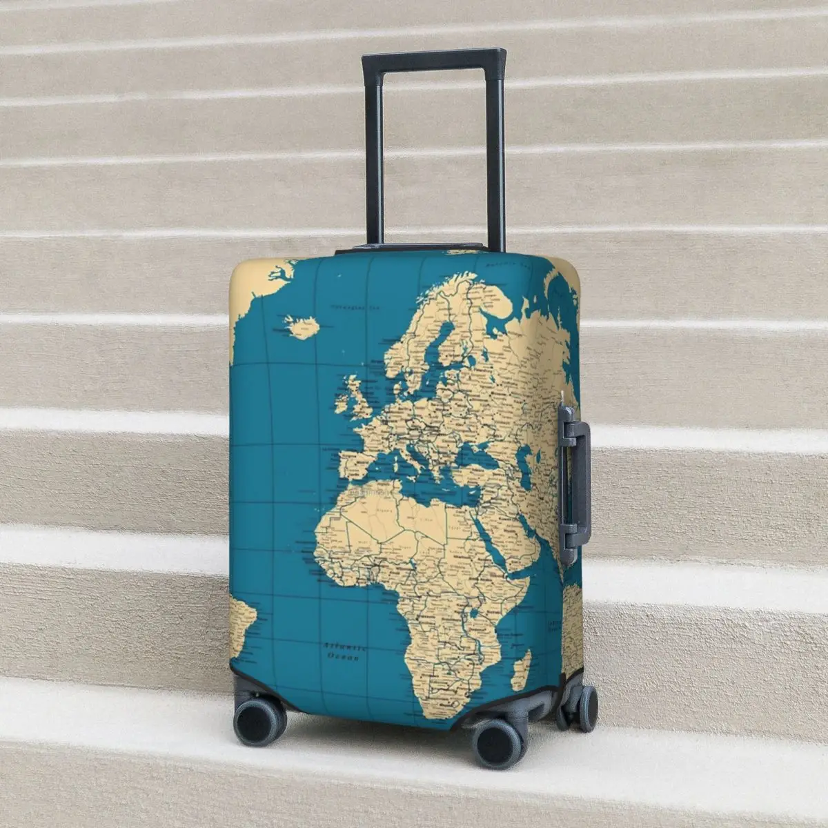 World Map Suitcase Cover Cities Roads Lakes and Rivers Holiday Business Useful Luggage Case Protector