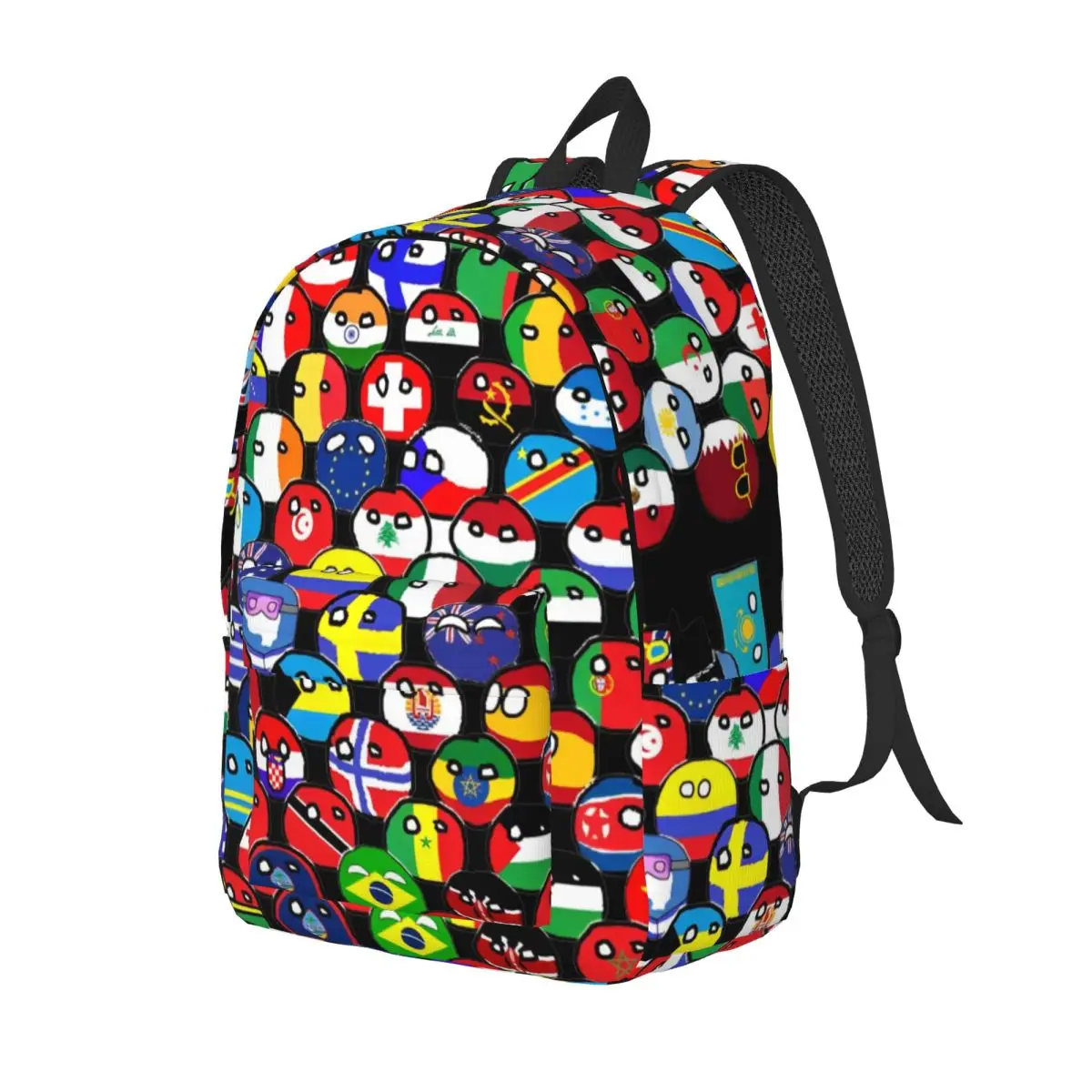 Countryball Cartoon Backpack Elementary High College School Student Countries Earth Cute Bookbag Teens Daypack Gift