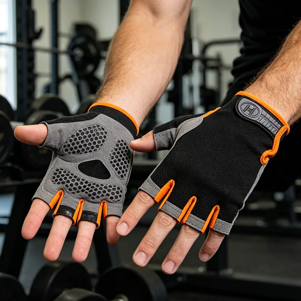 Fingerlose Fitnesshandschuhe für Männer & Frauen, Atmungsaktive Rutschfeste Trainingshandschuhe für Bodybuilding, Radfahren und Alle Sportarten