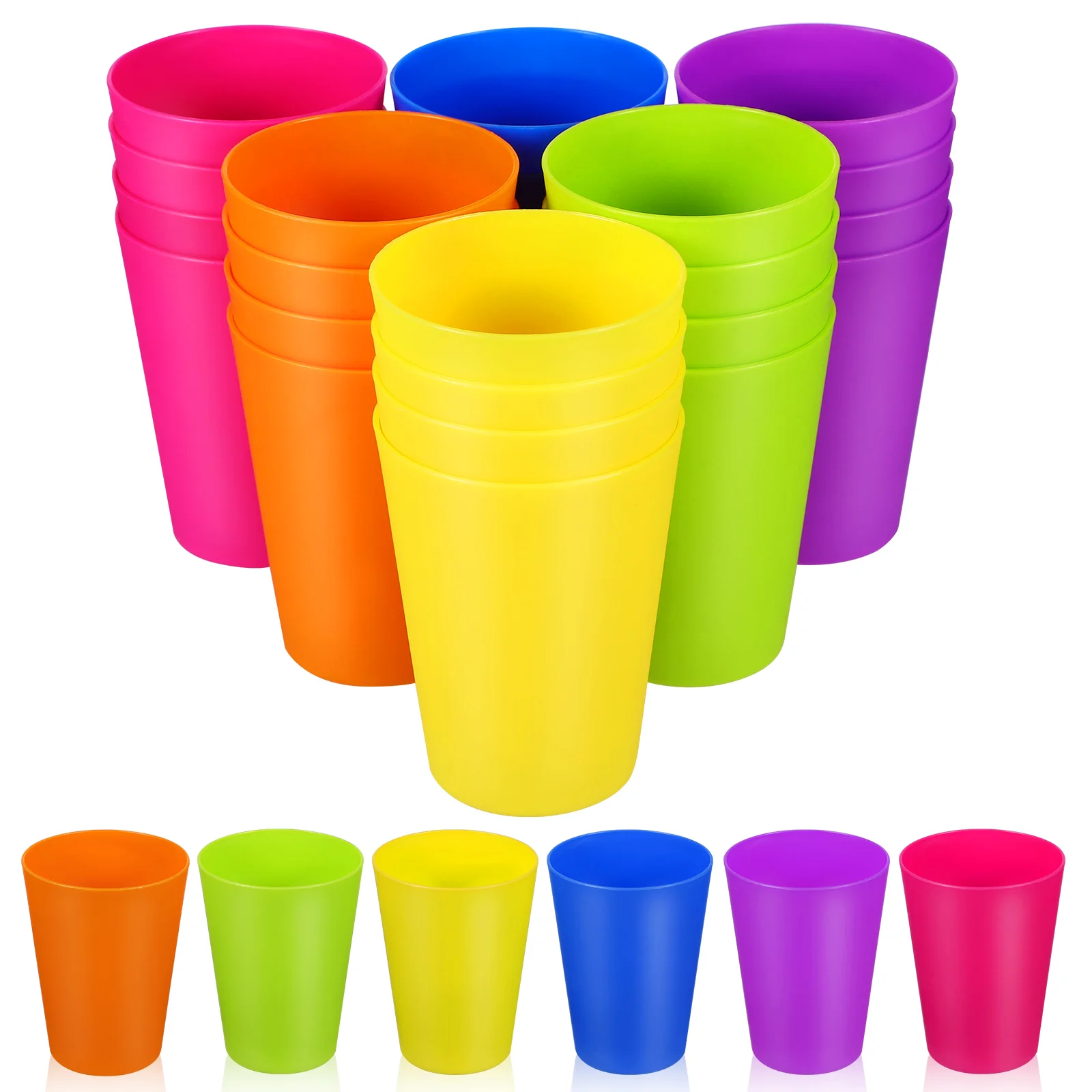 Cups Reusable Party Drinking Tumblers Kids Cup Water Unbreakable Kitchen Tumbler Stackable Colorful Oz Hard Colored Rainbow