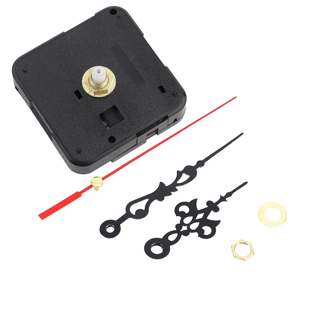 Black Color Quartz Clock Movement 2.2x2.2x0.63in Shaft length 13mm Clock Parts Set Mute Mechanism Battery Powered