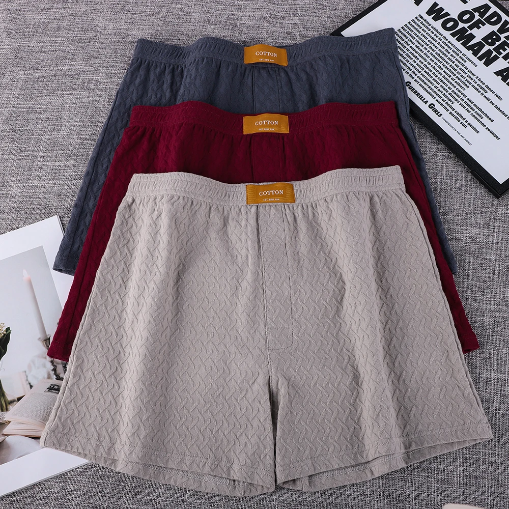 

3PCS/Pack 100% Cotton Fashion Solid Plaid Underwear for Man Knit Breathable Men's Panties High Elastic Super Soft Boxers Hombre