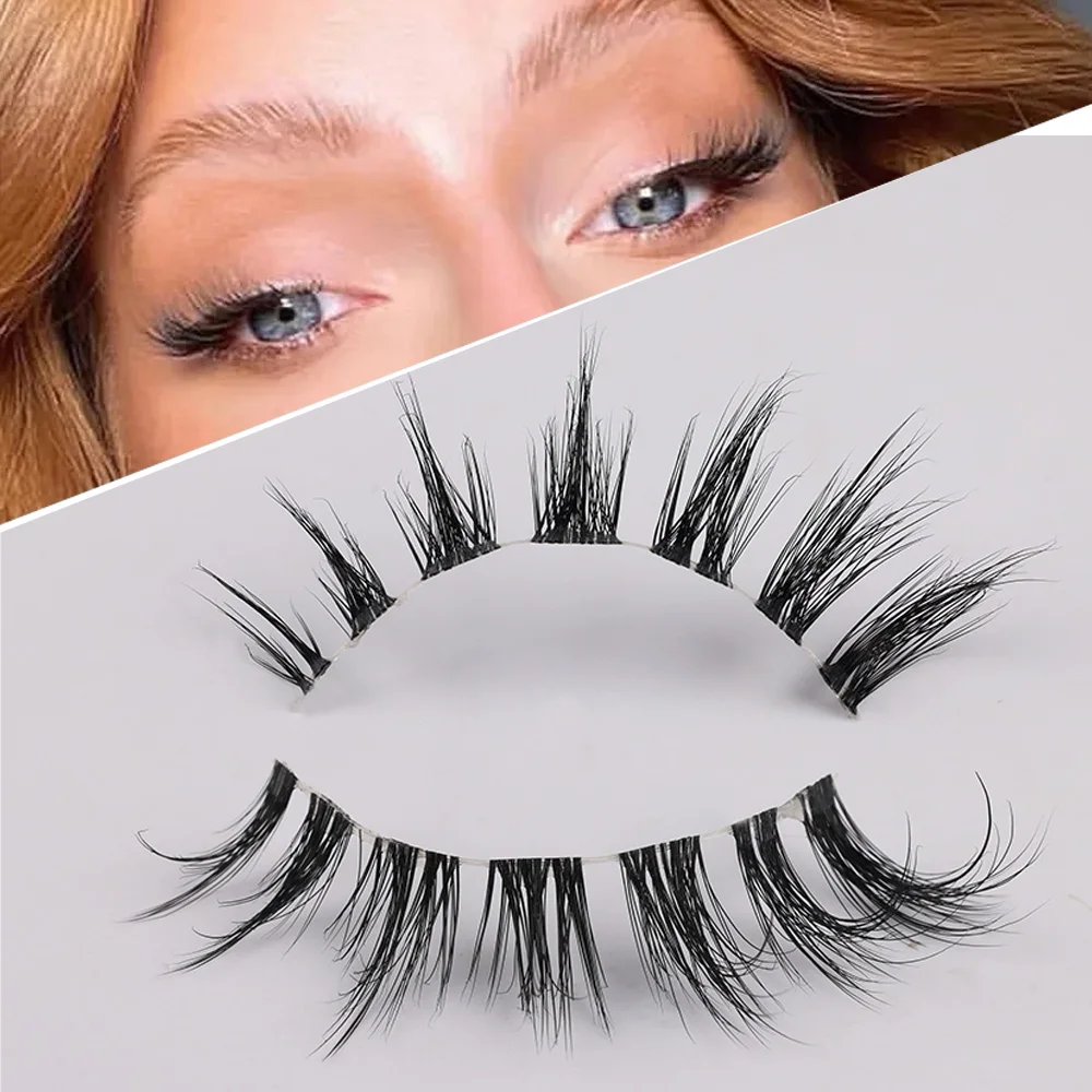 3D Nerz-Wimpern mit Transparentem Band 12-15MM Künstliche Wimpern Natürlich Wiederverwendbare Falsche Wimpern Klares Band Weiche Wimpern für Make-up