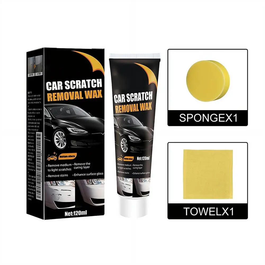 Car Scratch Remover Paint Wax Kit Auto Paint Scratch Repair Polishing Car Wax for Light Scratches Stain with Sponge Towel